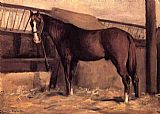 Gustave Caillebotte Famous Paintings - Yerres, Reddish Bay Horse in the Stable